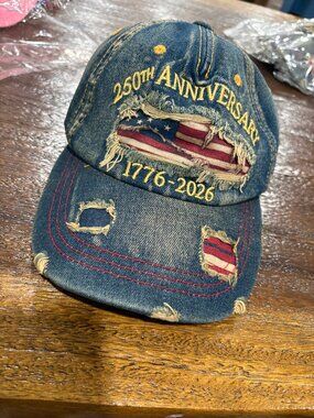 250th Anniversary America 1776-2026 Distressed Denim Cap Hat NEW Flag